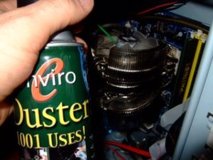 Compressed air removes sticky bits