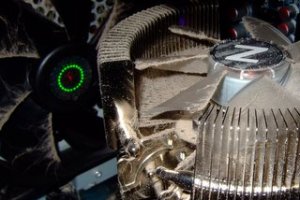 Dusty CPU fan (case fan in back too)